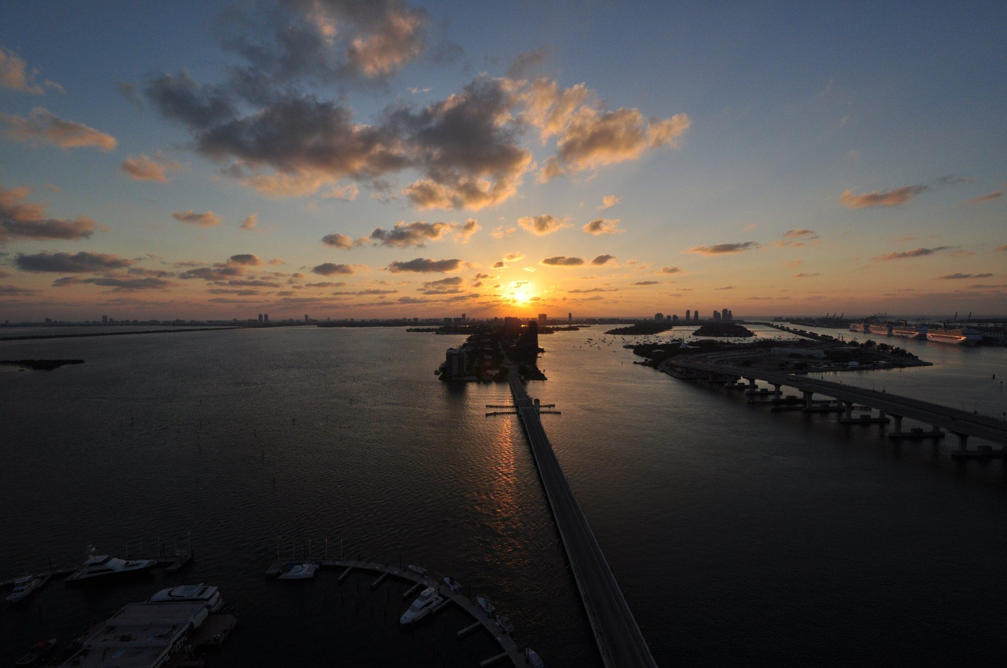Sunrise over Venetian Causeway in Miami, a Wikimedia Commons photograph in Michael Stern's encyclopedia